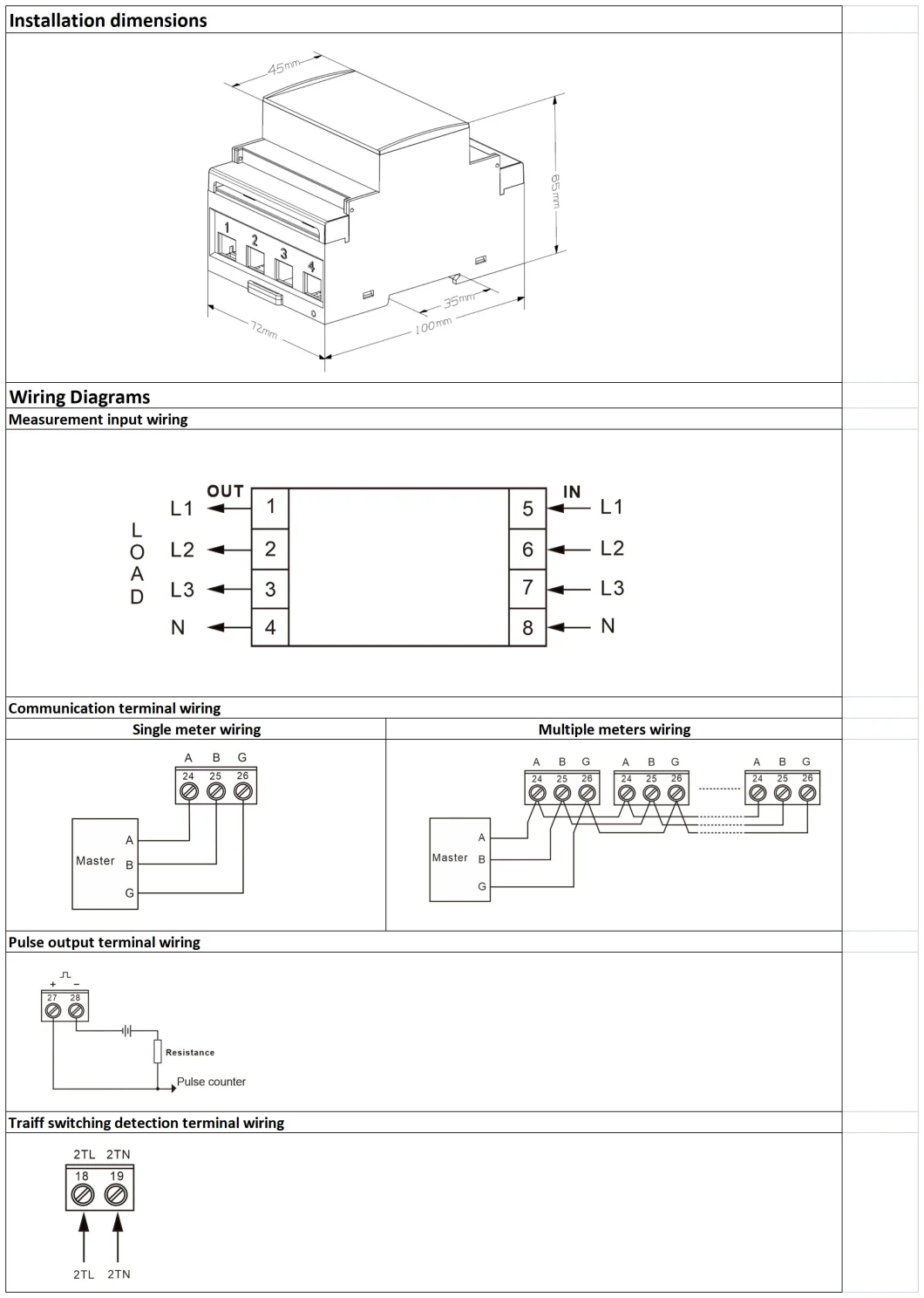 Dac4302 DIN Rail AC Three Phase 2t Electric Energy Meter